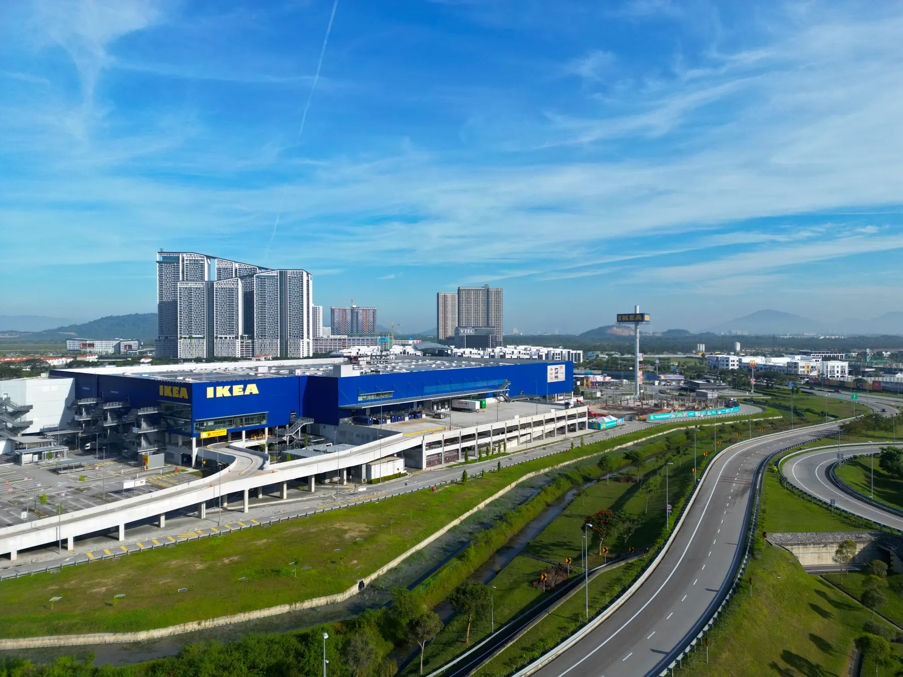 Batu Kawan skyline with IKEA, commercial buildings and new homes