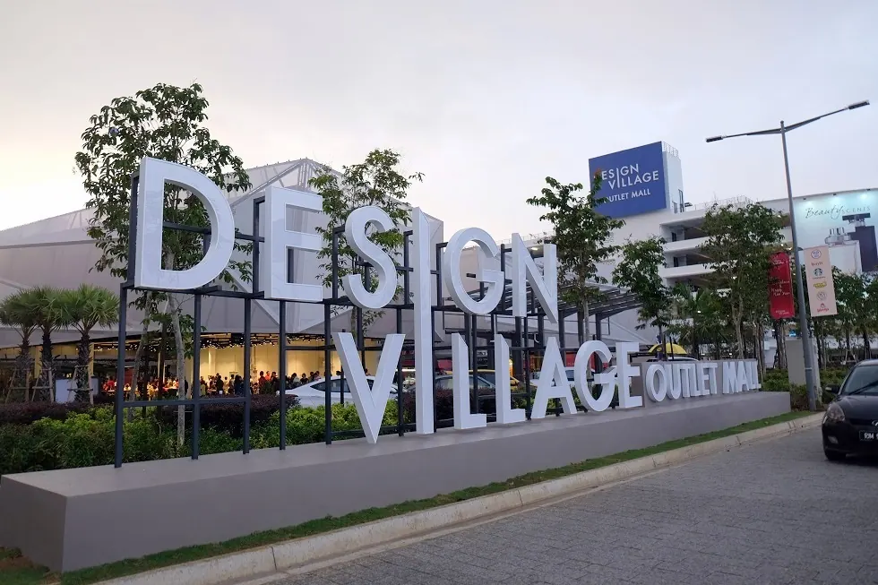 Entrance to Design Village Outlet Mall in Batu Kawan