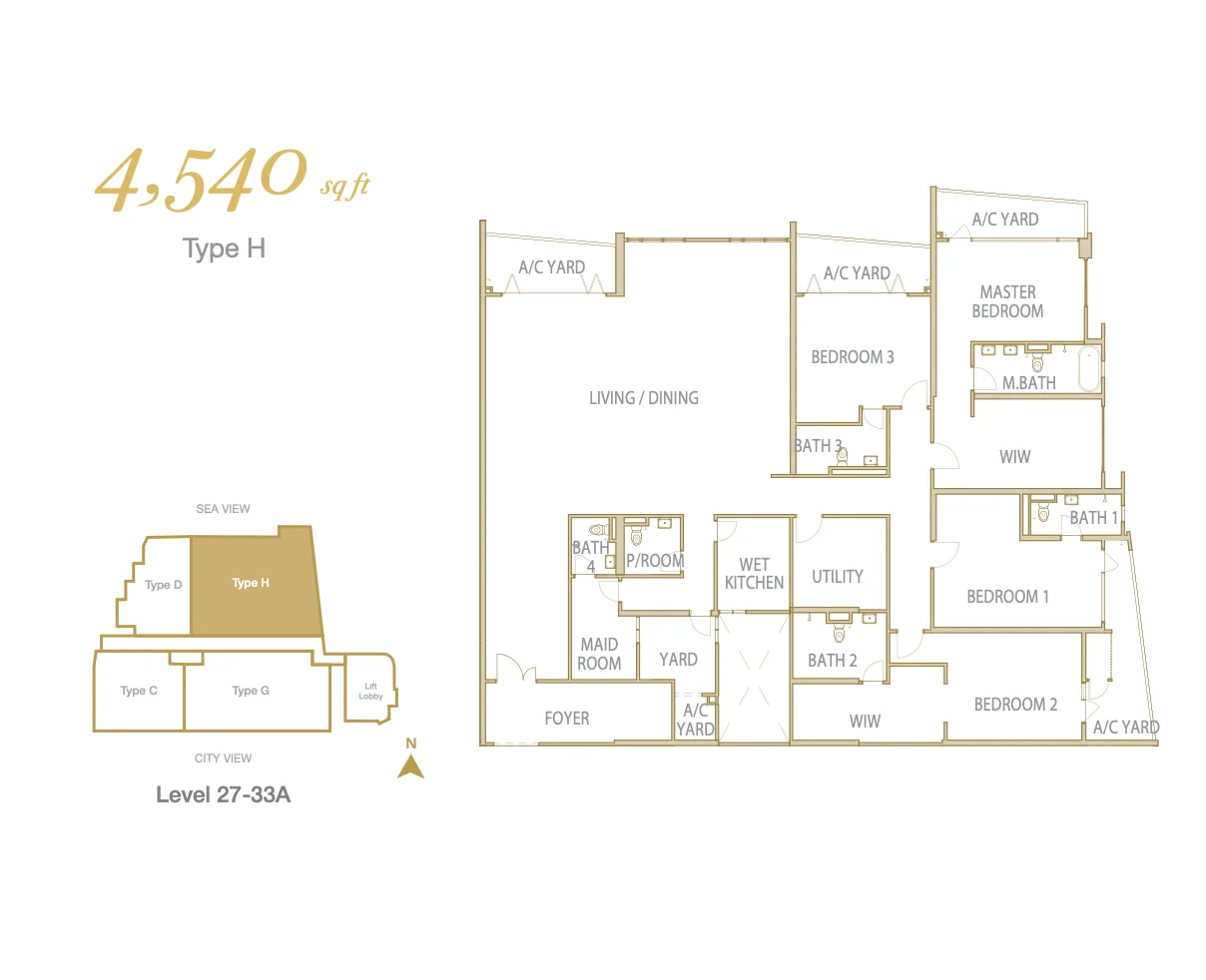 Cantonment Residence Type H 4,540 sq ft 户型图