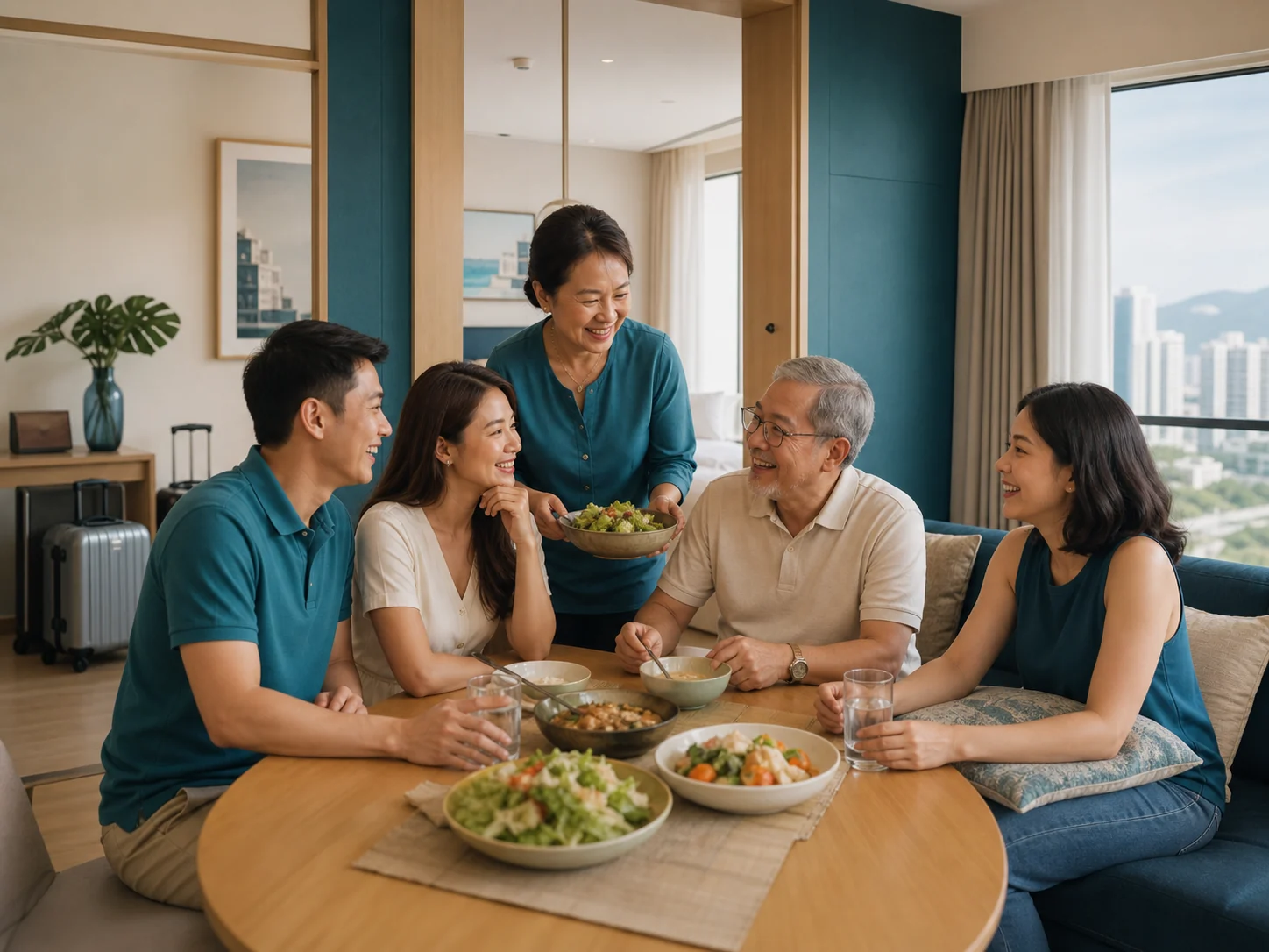 Family and friends sharing a short stay together