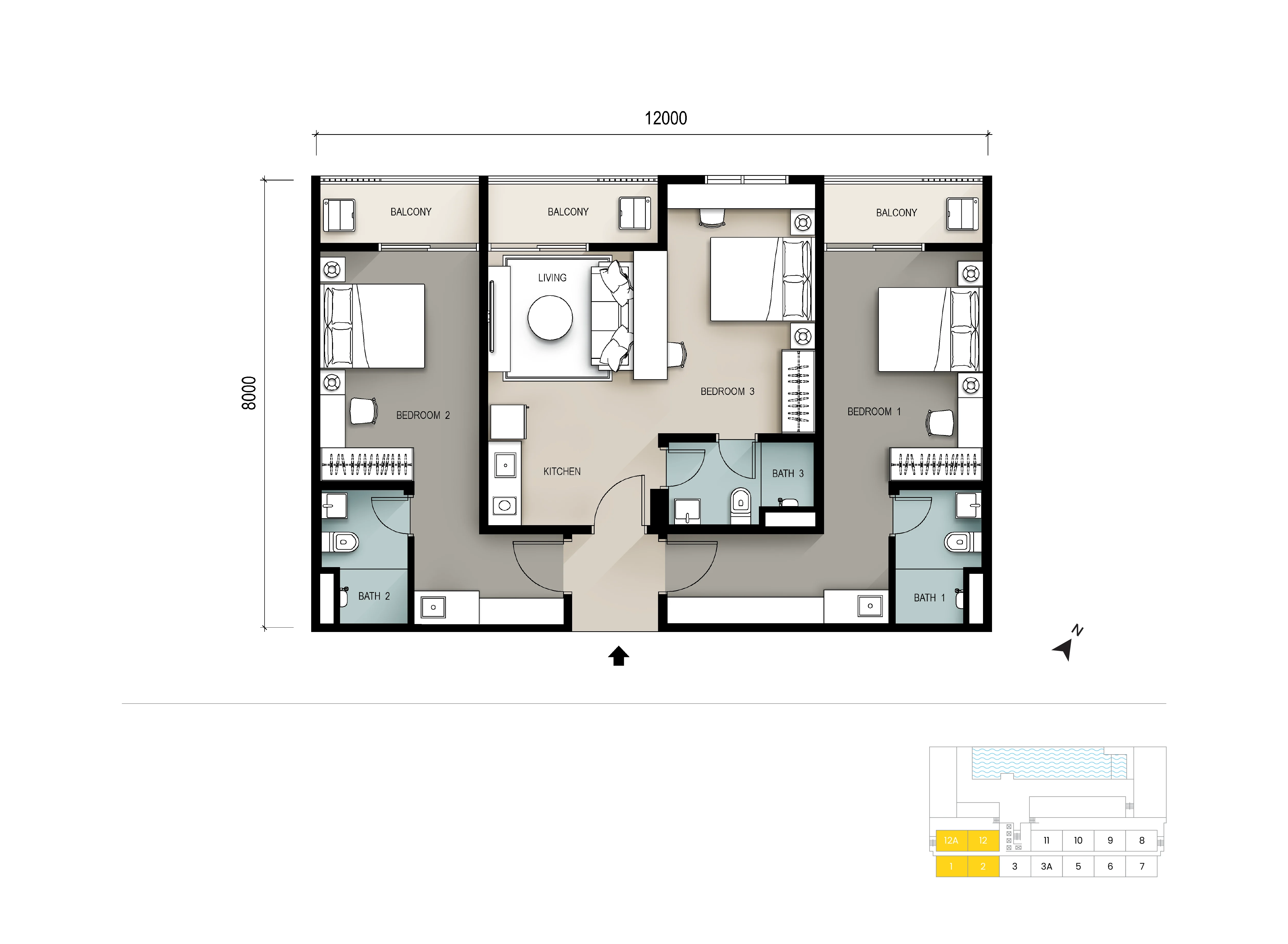 Official Seiras Type B Triple-Key floor plan