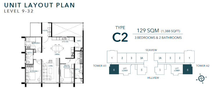 Waterstone C2 1,388 sqft floor plan